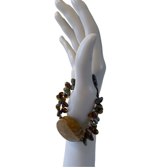 Gorgeous Genuine Gemstone & Glass Bead Artisan Made Bracelet. - Picture 4 of 7